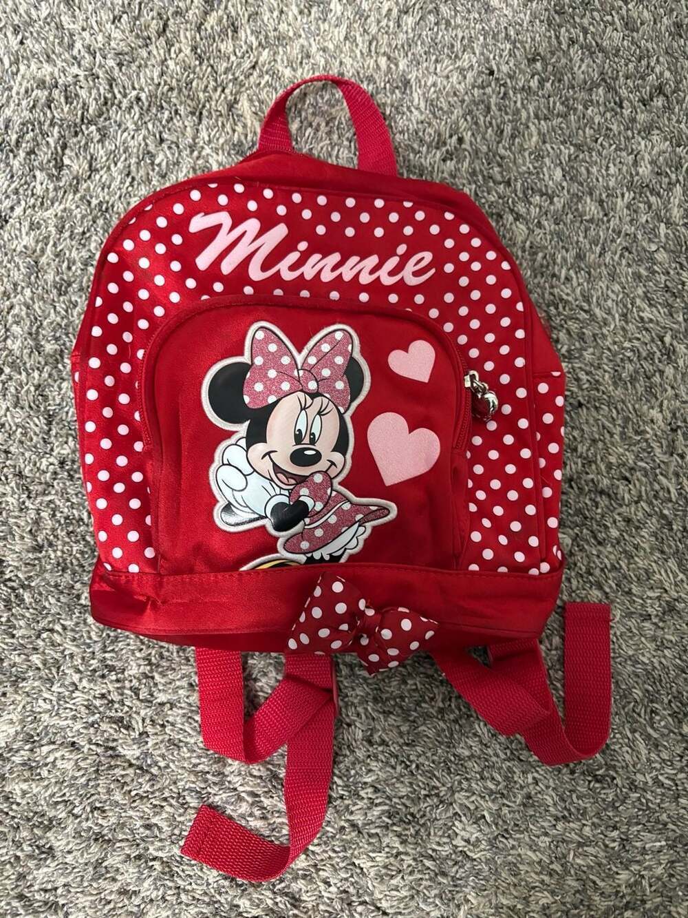 Disney Minnie Mouse Red Polka Dot and Heart Mini Backpack with Bow